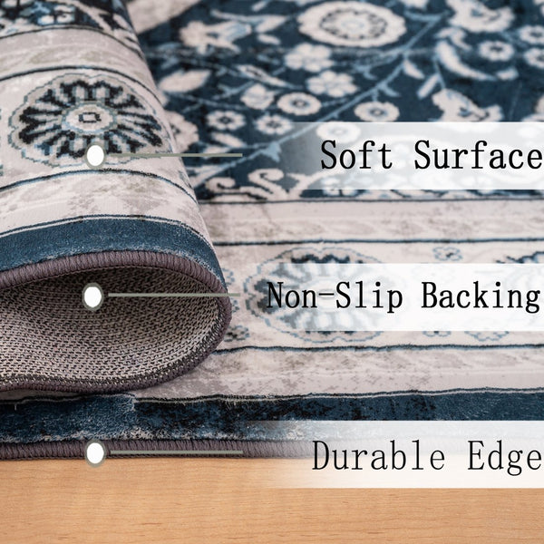 English Elm Area Rug 6X9 Vintage Bohemia Floral Design - Non-Slip, Washable, Durable For Living Room & Kitchen W2907P265136