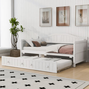 English Elm Twin Cottage Beadboard Daybed with Pull Out Trundle Solid Pine Guest Room Frame N708P357100K