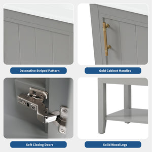 English Elm 20" Modern Bathroom Vanity with Ceramic Sink, Solid Wood MDF Build, Soft-Close Door & Shelf Grey N725P220604E