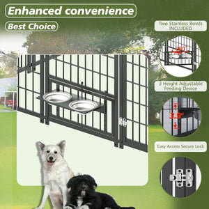 English Elm Large Heavy Duty Metal Dog Run Pen with Roof Cover for Backyard Animal Enclosure W1820S00025