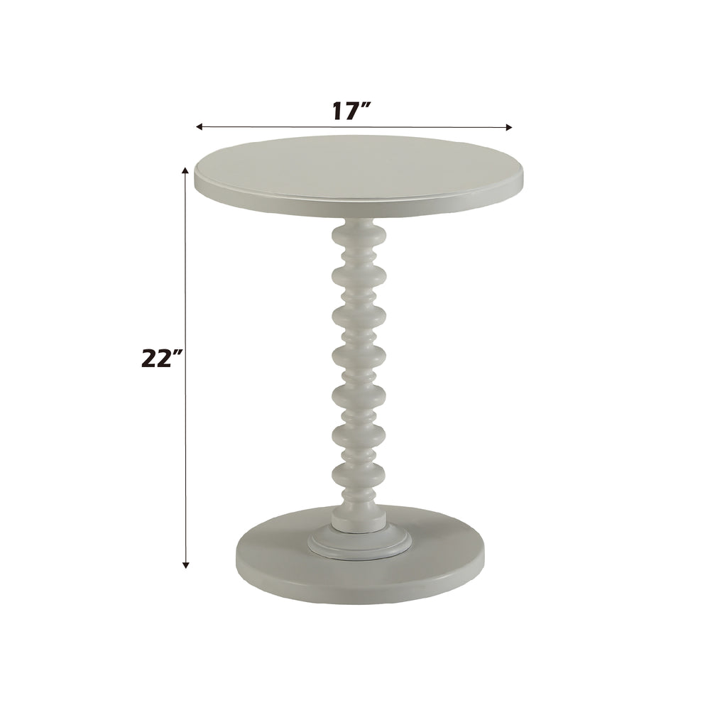 English Elm Acton Round White Finish Accent Table with Turned Pedestal Base, Solid Veneer Top, 40lb Limit B2726P256193