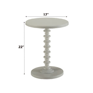 English Elm Acton Round White Finish Accent Table with Turned Pedestal Base, Solid Veneer Top, 40lb Limit B2726P256193