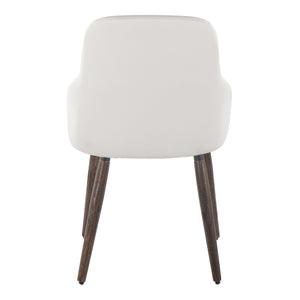 English Elm Chair Set of 2 Mid-century Faux Leather Dining Seats with Tapered Walnut Wood Legs B202S02120