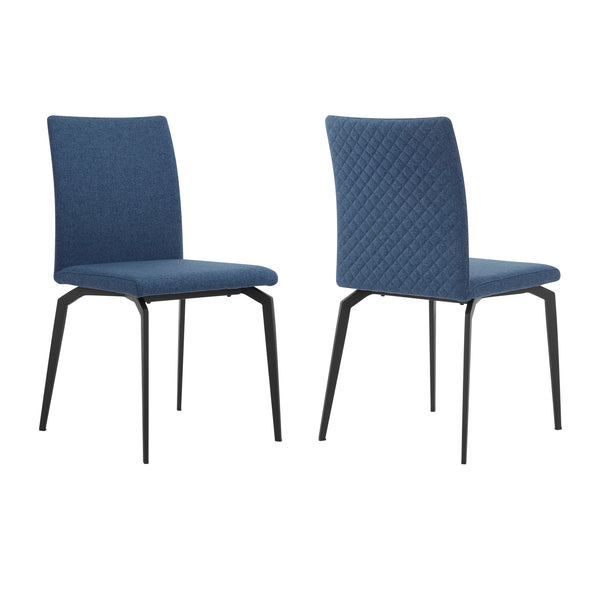 English Elm Xavien Blue Ergonomic Fabric Dining Chairs Set of 2 — Padded Comfort, Metal Legs, Durable 250 lb Capacity B2736P354352