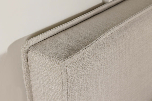 English Elm Sand Fabric Twin Headboard with Raised Flange Border for Modern Minimalist Bedrooms B062P153887