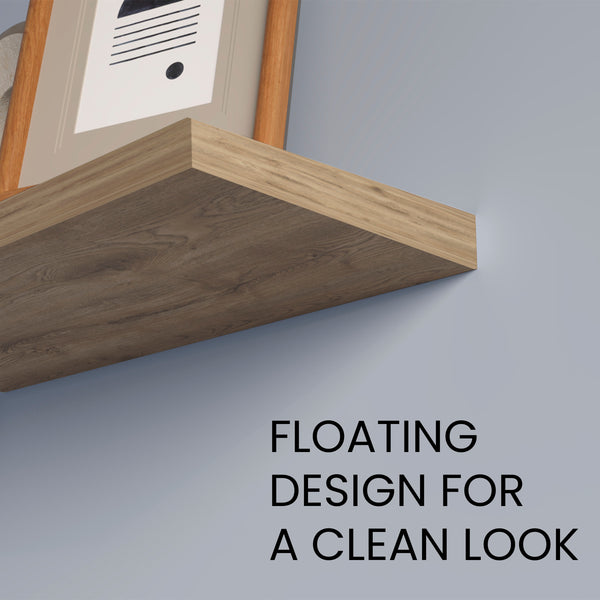 English Elm Iva Recessed Floating Shelf Set of 2 Macadamia Melamine 31.5" W x 1.5" H x 9.8" D — Sleek Wall Storage B128P343766