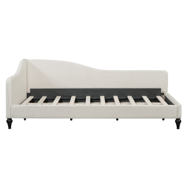 English Elm Twin L-shaped Linen Daybed with Solid Wood Legs for Bedroom or Studio Lounging SF100145AAA-1