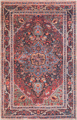 Unique Loom Timeless Jude Machine Made Medallion Rug Burgundy, Black/Blue/Green/Ivory/Yellow/Beige 5' 1" x 8' 0"