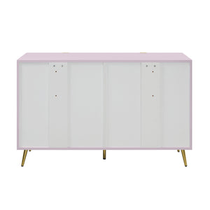 English Elm Gaines High Gloss Chest with Wave Pattern Design, Metal Legs, 5 Drawers, Durable Composite MDF Storage Light Pink 27 L x 19 W x 5 H B2726S00506