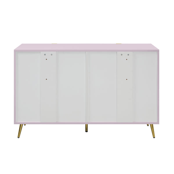 English Elm Gaines High Gloss Chest with Wave Pattern Design, Metal Legs, 5 Drawers, Durable Composite MDF Storage Light Pink 27 L x 19 W x 5 H B2726S00506