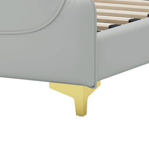 English Elm Christopher Knight Home® - Queen PU Leather Bed with Wingback Headboard & Footboard, Gold Accent Platform, 12 Slats, Sturdy Support Grey 64 L x 21 W x 9.25 H N761P205938H
