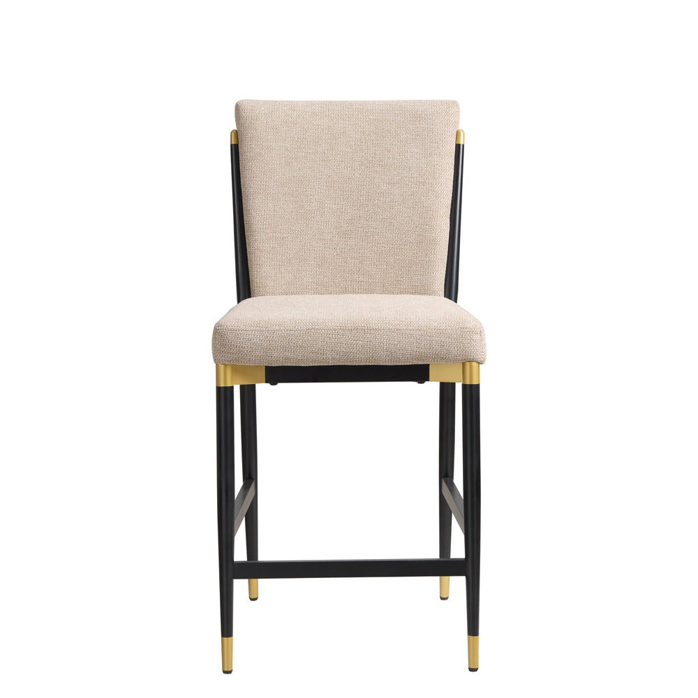 English Elm Modern Armless Counter Stools Set of 2 Upholstered Iron Frame with Gold Accents Black+Brown N771P345828H