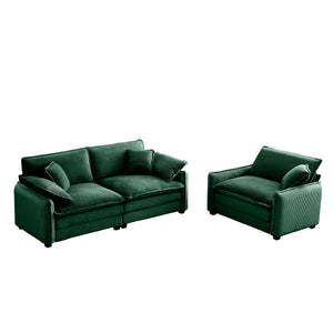 English Elm Modern Two-Piece Sofa Set In Plush Green Corduroy, Perfect For Small Apartments And Cozy Spaces W714S00729