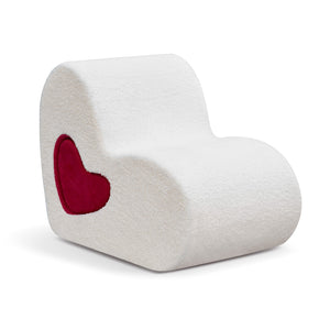 English Elm Toddler Cream Foam Chair with Removable Cover & Heart Pillow, Lightweight Foldable Kids Seat W1889P337605