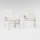 Wood Chevron Patio Chair, Set of 2 White Wash OWC2VINWW Walker Edison