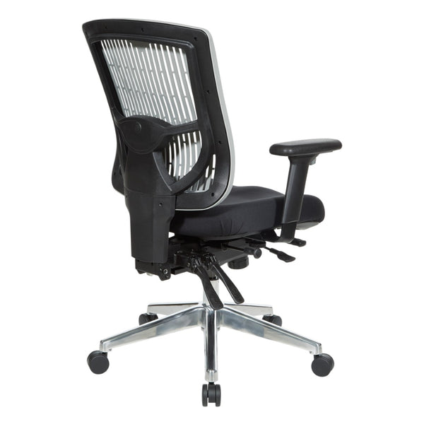 OSP Home Furnishings Contoured Ergonomic Manager Chair with Lumbar Support Foam Seat and Chrome Rolling Base 97898CGY-30