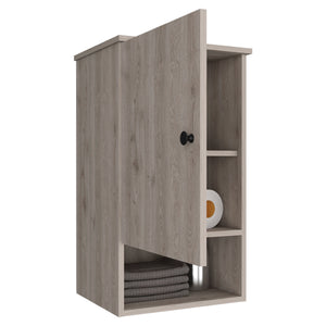 English Elm St. Angelo Grey Medicine Cabinet with Soft-Close Door, Engineered Wood, Two Internal Shelves & Open Shelf B200P188849