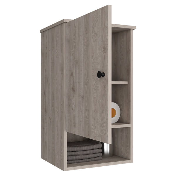 English Elm St. Angelo Grey Medicine Cabinet with Soft-Close Door, Engineered Wood, Two Internal Shelves & Open Shelf B200P188849