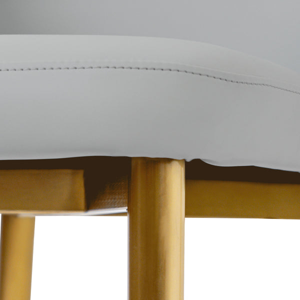 English Elm Modern Pu Sponge-Filled Dining Chair Set of 2, Gray Faux Leather, Golden Stainless Legs, Water-Resistant Stylish Seating (280 lb) W1535P227672