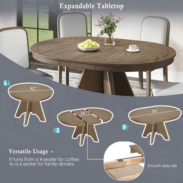English Elm Trexm Rustic Farmhouse Extendable Dining Table Oak Veneer Drop Leaf Seats Six Espresso N715P399861P