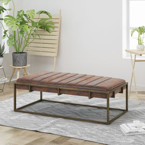English Elm Christopher Knight Home® - Upholstered Metal Ottoman Bench - Stylish Brown Suede Seating For Modern Homes & Entryways N757P256384A