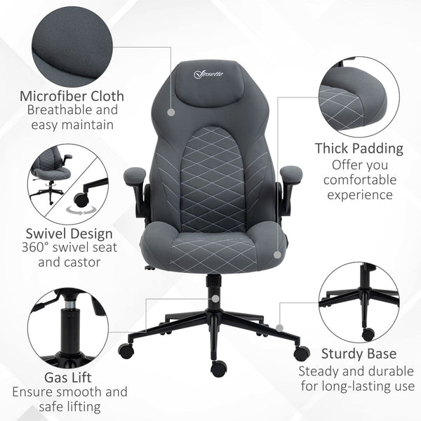 English Elm Vinsetto High Back Office Chair With Ergonomic Design, Flip-Up Armrests, Adjustable Height & Tilt Function W2225P217519-GIGA