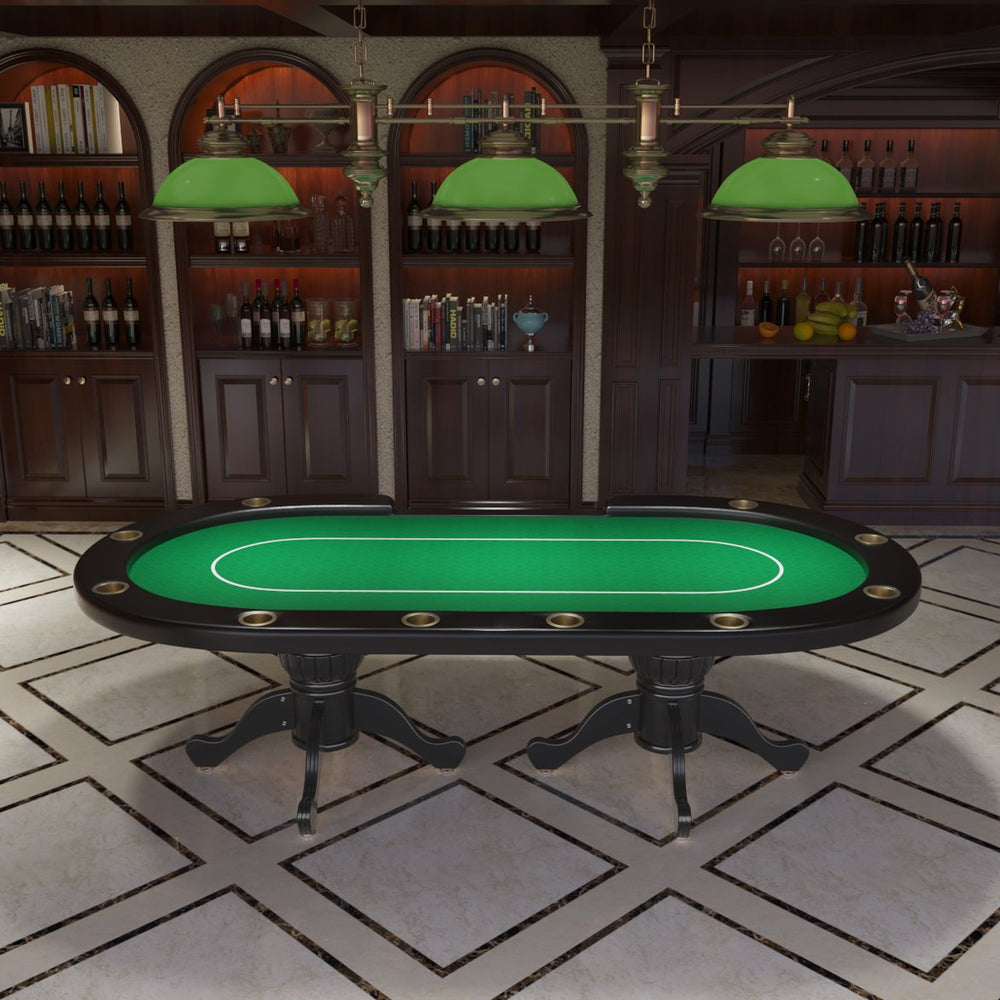English Elm 96" Oval Casino Poker Table Seats 10 with Speed Cloth Felt Vinyl Armrest Cup Holders Green W2748S00025