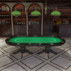 English Elm 96" Oval Casino Poker Table Seats 10 with Speed Cloth Felt Vinyl Armrest Cup Holders Green W2748S00025