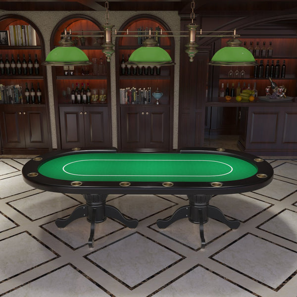 English Elm 96" Oval Casino Poker Table Seats 10 with Speed Cloth Felt Vinyl Armrest Cup Holders Green W2748S00025