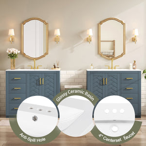 English Elm 72'' Bathroom Vanity With Ceramic Sink - Stylish Freestanding Set, Solid Wood Frame, Ample Storage & Modern Design N710SS00015C