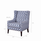 Madison Park Barton Modern/Contemporary Wing Chair FPF18-0417 Navy