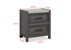 English Elm 1pc Rustic Two-Drawer Nightstand with Distressed Finish and Ample Storage for Bedroom Organization Gray 26.6 L x 19.5 W x 29.3 H B2741P330128