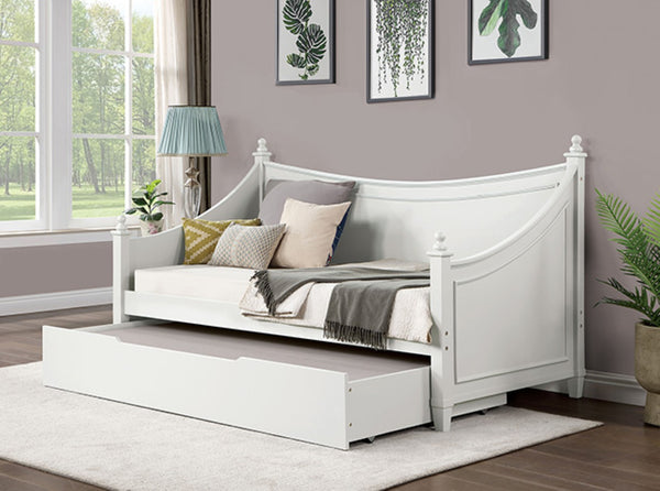 English Elm Transitional Twin Daybed With Molding Design - Elegant White Finish, Solid Wood, Mattress-Ready Style B2741S00476-GIGA
