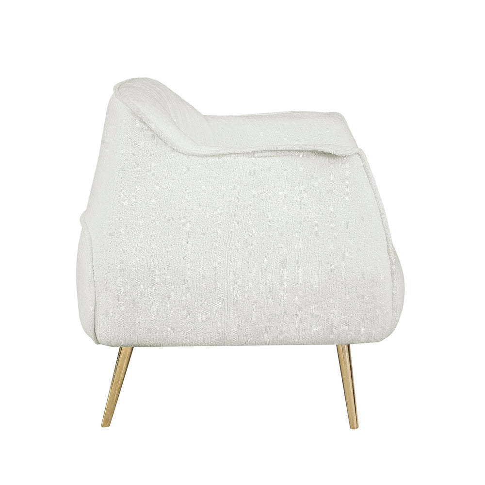 English Elm Luxury Rachael Bouclé Accent Chair with Curved Wrapback, Gold Stiletto Legs, Modern Glam Seating White 33 L x 33.5 W x 24 H B011P256312