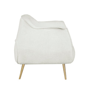 English Elm Luxury Rachael Bouclé Accent Chair with Curved Wrapback, Gold Stiletto Legs, Modern Glam Seating White 33 L x 33.5 W x 24 H B011P256312