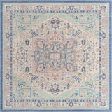 Unique Loom Whitney Milano Machine Made Medallion Rug Multi, Blue/Ivory/Light Green/Pink/Gold 7' 10" x 7' 10"