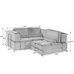 English Elm Large Modular Corduroy Sectional Sofa Configurable Seating for Family Living Rooms Army Green W3396S00056
