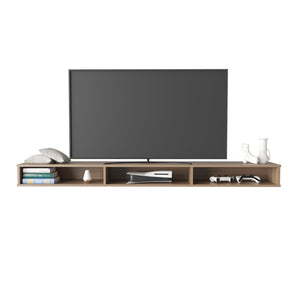 English Elm Manter Wall-Mounted TV Stand Macadamia Beige – Space-Saving Engineered Wood Shelf, Sleek Minimalist Design B092P306242