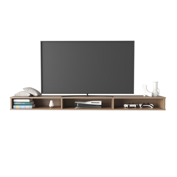 English Elm Manter Wall-Mounted TV Stand Macadamia Beige – Space-Saving Engineered Wood Shelf, Sleek Minimalist Design B092P306242