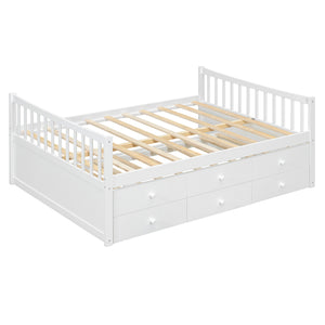 English Elm Full Size Daybed with Trundle Twin Pullout and Three Storage Drawers for Guest Rooms LP100341AAK