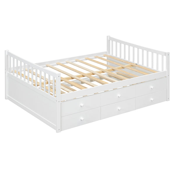 English Elm Full Size Daybed with Trundle Twin Pullout and Three Storage Drawers for Guest Rooms LP100341AAK