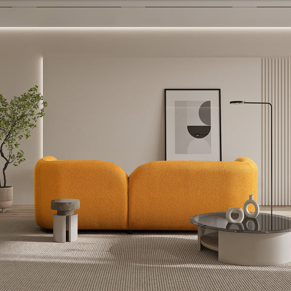 English Elm Donna Japandi Boucle Upholstered Sofa with Textured Fabric for Modern Living Rooms Dark Yellow,Rustic B183P231854