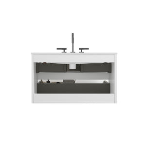 English Elm Tia 36" Glossy White Wall-Mounted Bathroom Vanity With Spacious Storage & Integrated Ceramic Sink W1865S00076-GIGA