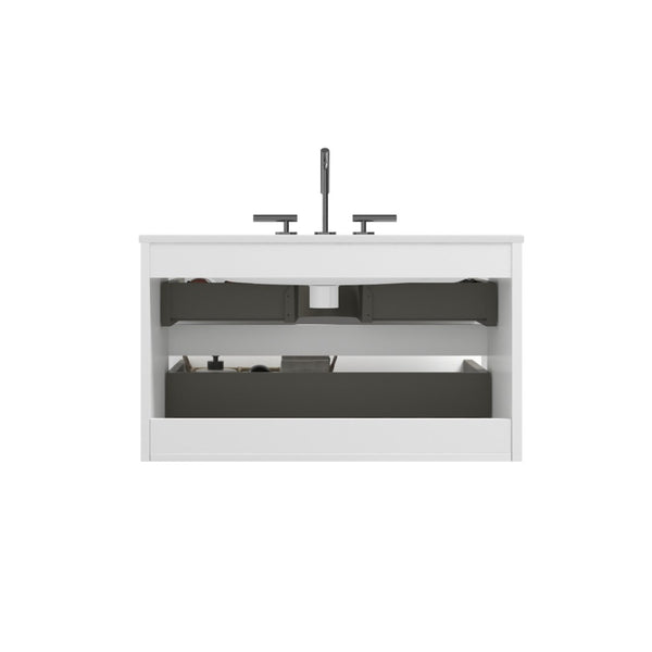 English Elm Tia 36" Glossy White Wall-Mounted Bathroom Vanity With Spacious Storage & Integrated Ceramic Sink W1865S00076-GIGA