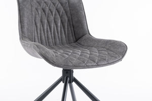 English Elm Mid-Century Modern Swivel Dining Chair Set Of 2 - Elegant Tufted Accents, Metal Legs, Dark Gray T3903P405989