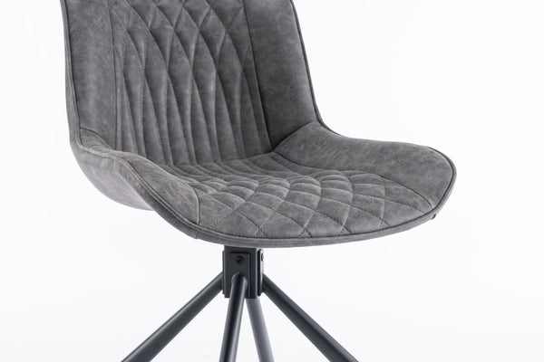 English Elm Mid-Century Modern Swivel Dining Chair Set Of 2 - Elegant Tufted Accents, Metal Legs, Dark Gray T3903P405989