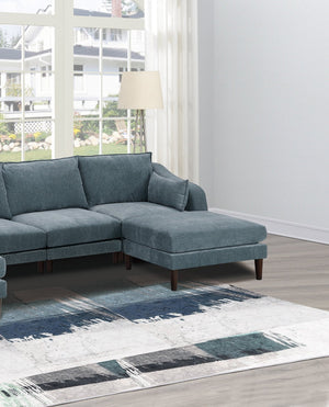 English Elm Modern Modular 6-Piece Sectional Set - Versatile U-Shaped Couch With Armless Chairs & Ottoman B011S01579