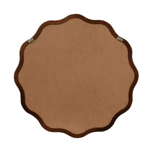 English Elm Black Walnut Solid Wood Wavy Round Mirror Sculptural Bohemian Wall Accent 30 Inch W2203P455238
