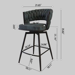 English Elm 26" Swivel Barstools Set of 2 Woven Back Upholstered Seats for Kitchen Islands W3732P434854