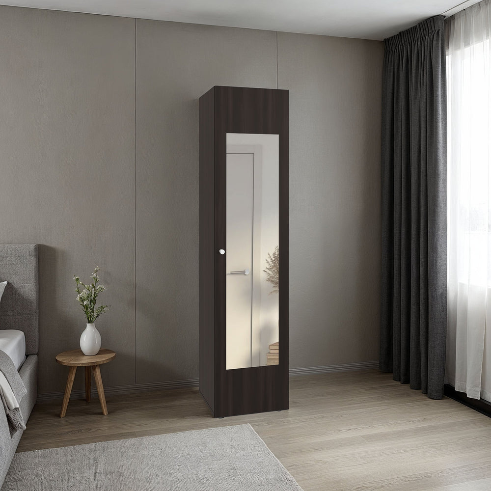 English Elm Home Freestanding Tall Storage Cabinet with Mirror Door and Four Interior Shelves Brown Oak B070P487571